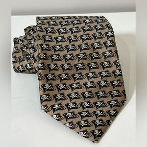Official Disney Pirates of the Carribean Brown Tie with Skull Flag Pattern